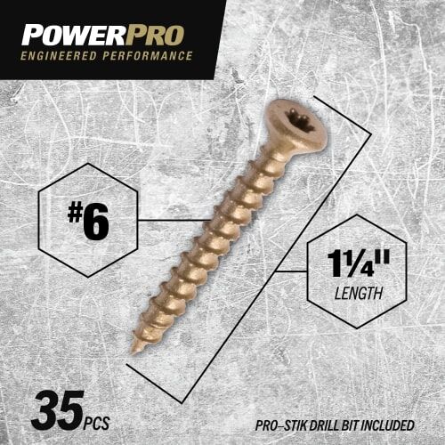 Hillman Power Pro ONE Flat Exterior Bronze Multi-Material Screws, #6 X 1-1/4-In, 35-Pc