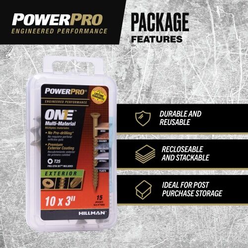 Hillman Power Pro One Flat Exterior Bronze #10 X 3-In Multi-Material Screws, 15-Pc