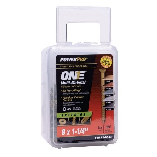 Hillman Power Pro One Flat Exterior Bronze Multi-Material Screws, #8 x 1 1/4-In, 1-Lb