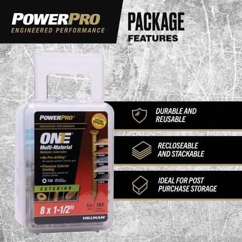 Hillman Power Pro ONE Flat Exterior Bronze Multi-Material Screws, #8 x 1 1/2-In, 1-Lb