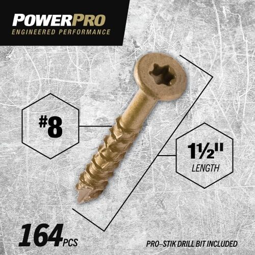 Hillman Power Pro ONE Flat Exterior Bronze Multi-Material Screws, #8 x 1 1/2-In, 1-Lb