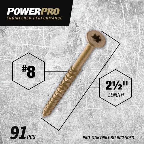 Hillman Power Pro ONE Flat Exterior Bronze Multi-Material Screws, #8 X 2-1/2 In, 1-Lb Box