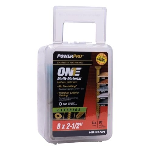 Hillman Power Pro ONE Flat Exterior Bronze Multi-Material Screws, #8 X 2-1/2 In, 1-Lb Box