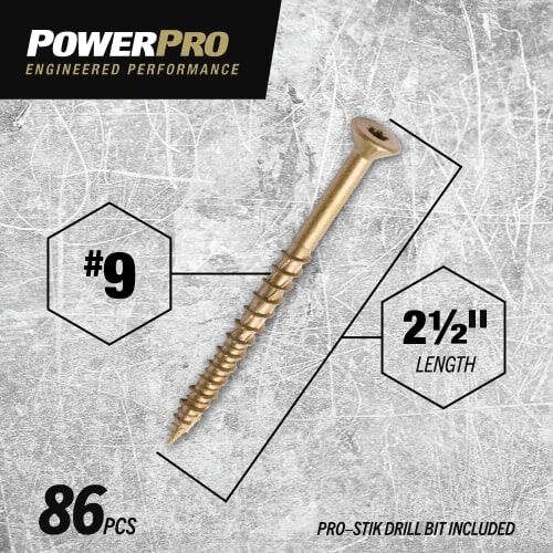 Hillman Power Pro ONE Bronze Exterior Flat Multi-Material Screws, #9 x 2 1/2-In, 1-Lb