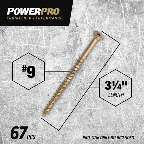 Hillman Power Pro One Flat Exterior Bronze Multi-Material Screws, #9 x 3 1/4-In, 1-Lb