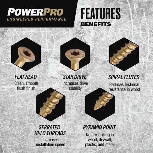 Hillman Power Pro ONE Flat Exterior Bronze Multi-Material Screws, #10 X 1-1/2-In, 1-Lb Box