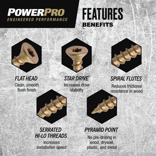 Hillman Power Pro One Flat Exterior Bronze Multi-Material Screws, #10 x 3 1/2-In, 1-Lb