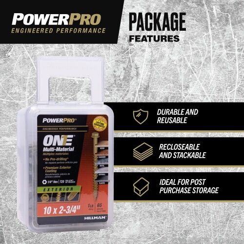 Hillman Power Pro ONE Hex Washer-Head Bronze Exterior Multi-Material Screws, #10 X 2-3/4 In, 1-Lb