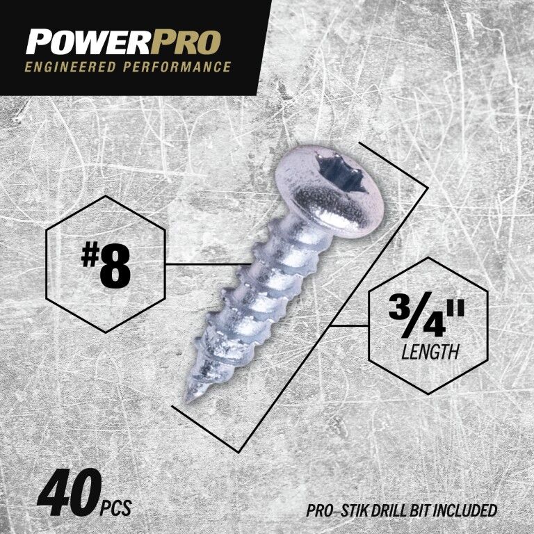Hillman Power Pro ONE Pan-Head Zinc Interior Multi-Material Screws, #8 x 3/4-In, 40-Pc