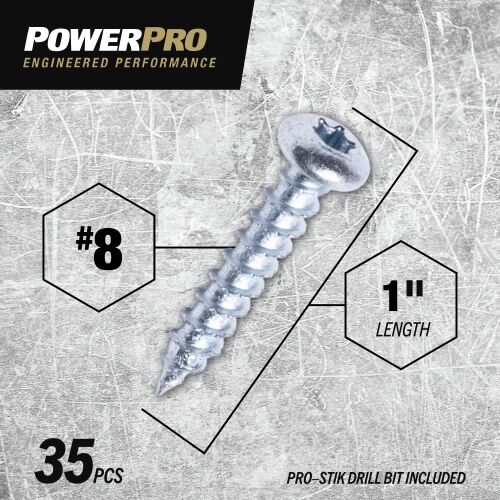 Hillman Power Pro One Pan-Head Zinc Interior Multi-Material #8 X 1-In Screws, 35-Pc