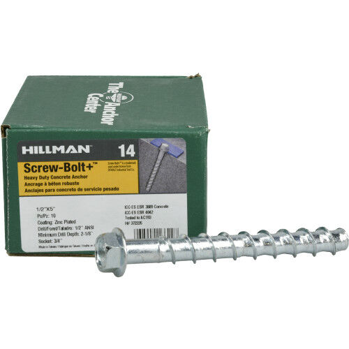 Hillman Screw-Bolt+ Anchors, 1/2-In x 5-In, 10-Pk