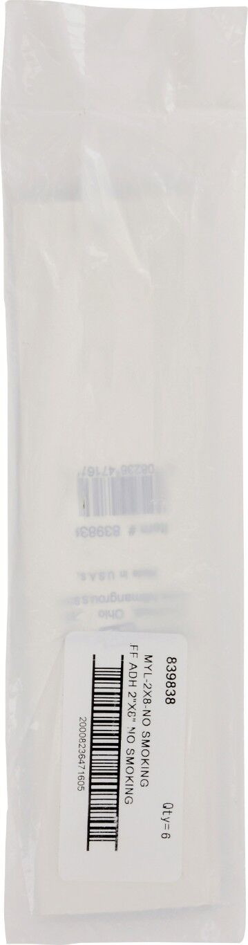 Hillman Adhesive No Smoking Sign With Symbol, 2-In x 8-In