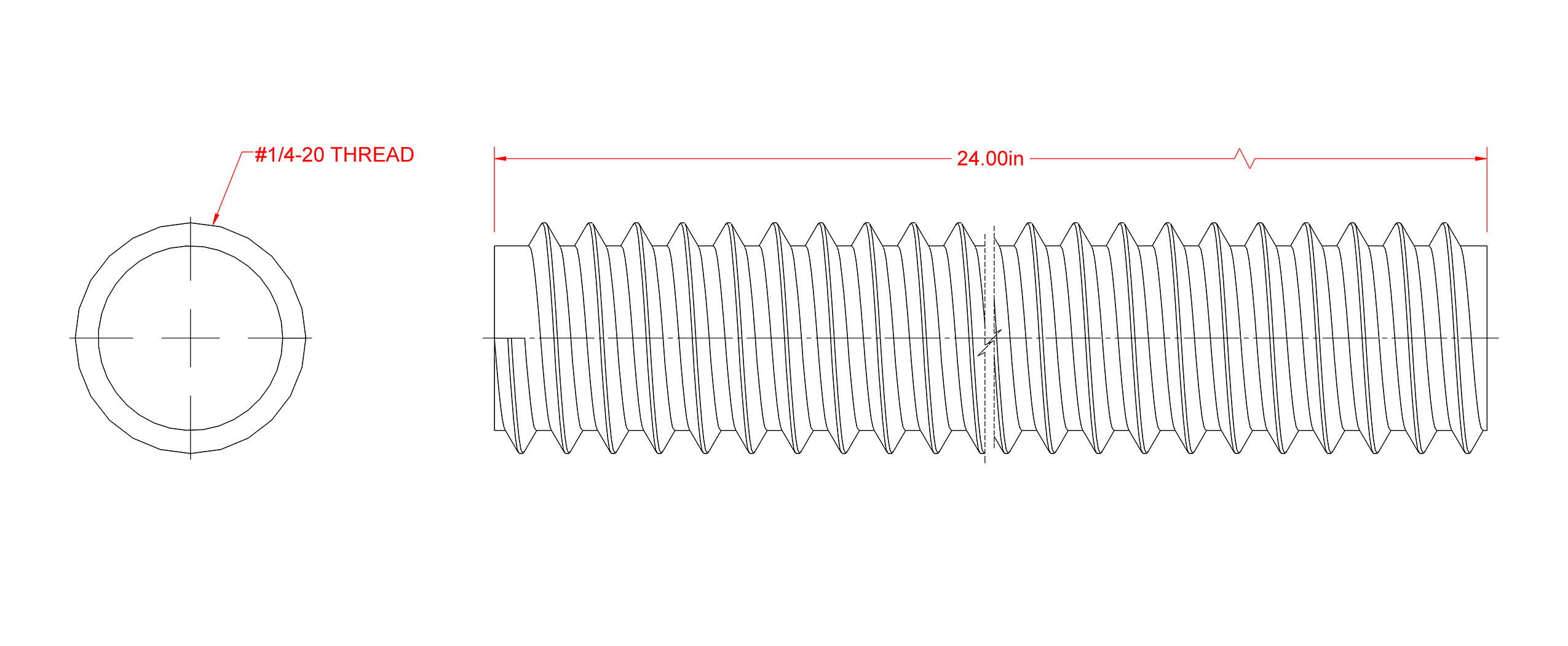 Hillman SteelWorks Zinc Plated Coarse Threaded Rod, 1/4-In - 20 x 2-Ft
