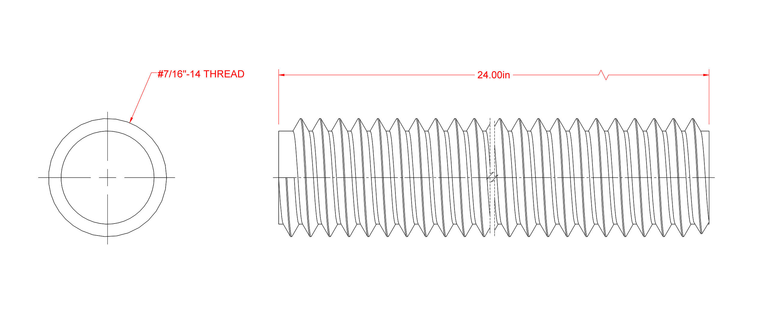 Hillman SteelWorks Coarse Threaded Rod Zinc-Plated, 7/16-In - 14 x 2-Ft