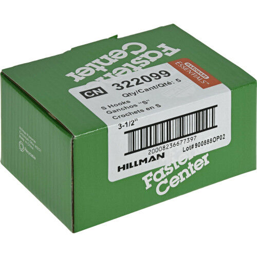 Hillman Hardware Essentials Zinc S-Hook, 3-1/2 In, 5-Pk