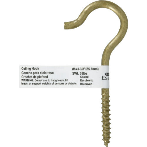 Hillman Gold Durasteel Ceiling Hook, #6 x 3 3/8-In