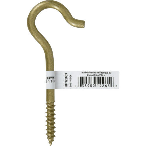 Hillman Durasteel Ceiling Hook Gold Flagged, #4 X 3-7/8-In