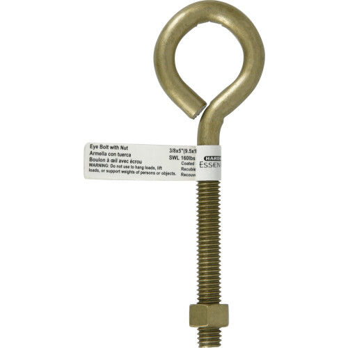 Hillman Durasteel Eye Bolt With Nut Gold Flagged, 3/8-16 X 5-In