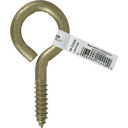 Hillman Durasteel Gold Flagged Screw Eye , 0.363 X 3-7/8 In