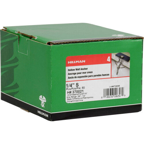 Hillman Hollow Wall Anchors, 1/4-In Short, 50-Pk