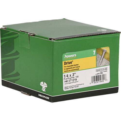 Hillman Flat Head Split Drive Anchors, 1/4-In-20 x 3-In, 100-Pk