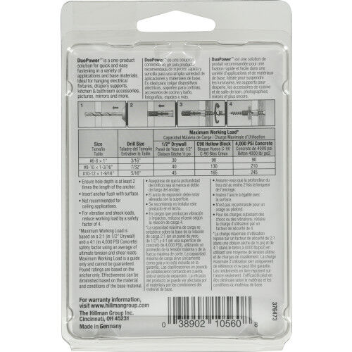 Hillman DuoPower Contractor-Strength Anchors, #8, 18-Pk