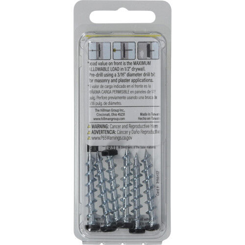 Hillman Borefast Black Phillips Pan-Head Screw Anchors, 1-1/2-In, 6-Pk