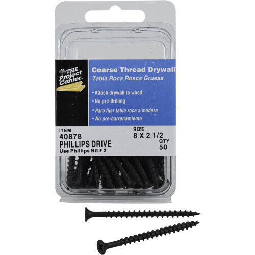 Hillman Coarse Thread Drywall Screws, #8 X 2-1/2-In, 50-Pc