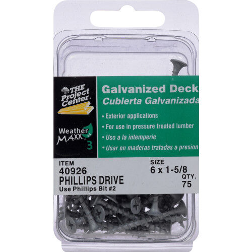 Hillman Project Center Galvanized Phillips Deck Screws, #6 X 1-5/8 In, 75-Pc