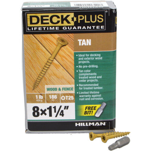 Hillman Deck Plus Tan Deck Screw, #8 X 1 1/4-In