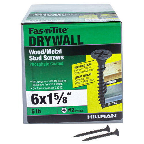 Hillman Fas-N-Tite Smart Thread Drywall Screws, #6 x 1-5/8-In, 950-Pk
