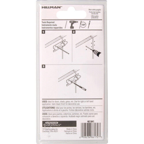 Hillman Hardware Essentials Black Barrel Bolt, 4-In