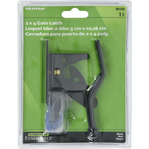 Hillman Hardware Essentials Black Gate Latch, 2-In x 4-In