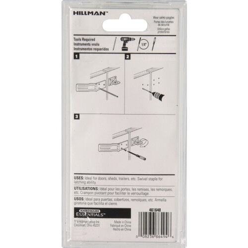 Hillman Hardware Essentials Swivel Staple Safety Hasp Black, 3-1/2-In
