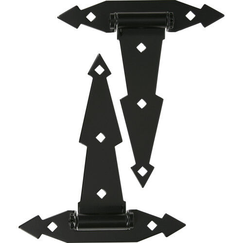 Hillman Hardware Essentials Ornamental Spring Black T-Hinge, 8-In, 2-Pk