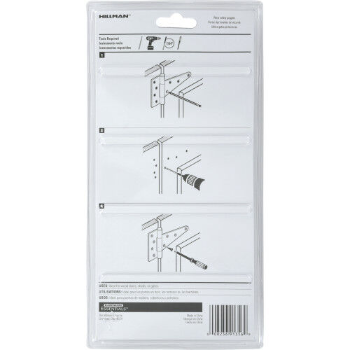 Hillman Hardware Essentials Heavy Duty T-Hinge Black, 6-In, 2-Pk