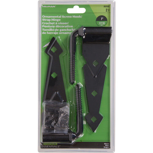 Hillman Hardware Essentials  Ornamental 7-In Screw & Strap Hinge, 2-Pk