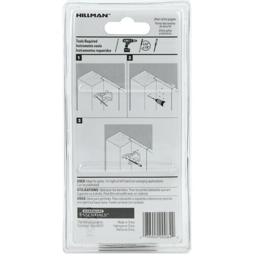 Hillman Hardware Essentials Black Gate Latch For Outswing Gate
