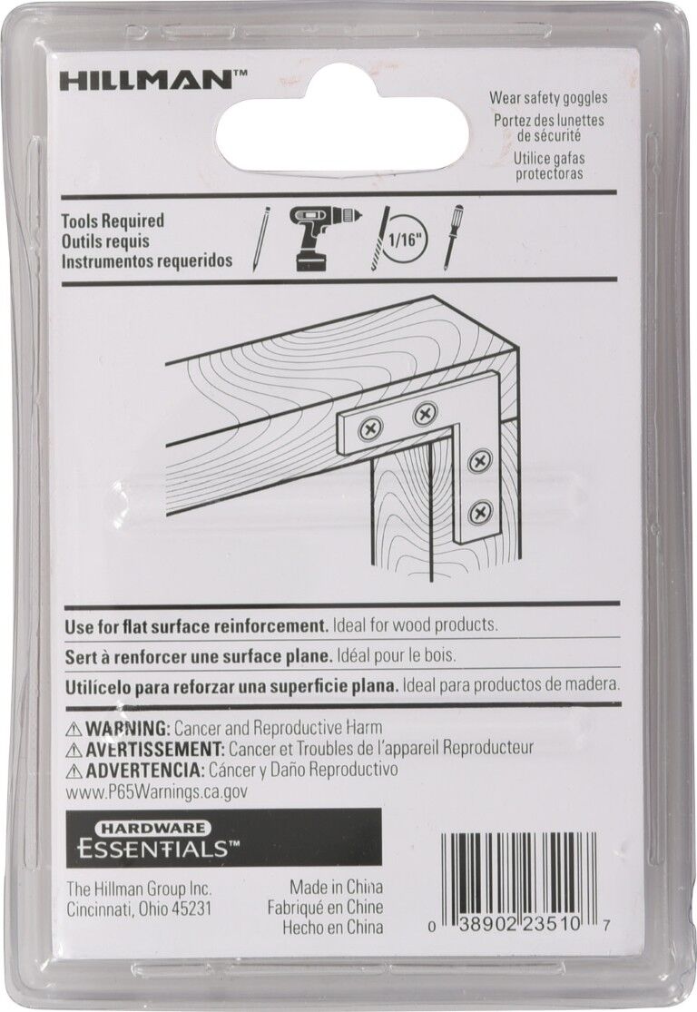 Hillman Hardware Essentials Black Iron Flat Corner, 2-In x 3/8-In, 4-Pk