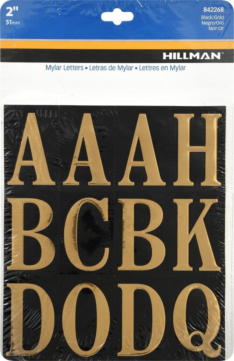 Hillman Adhesive Letter Pack Black And Gold, 2-In