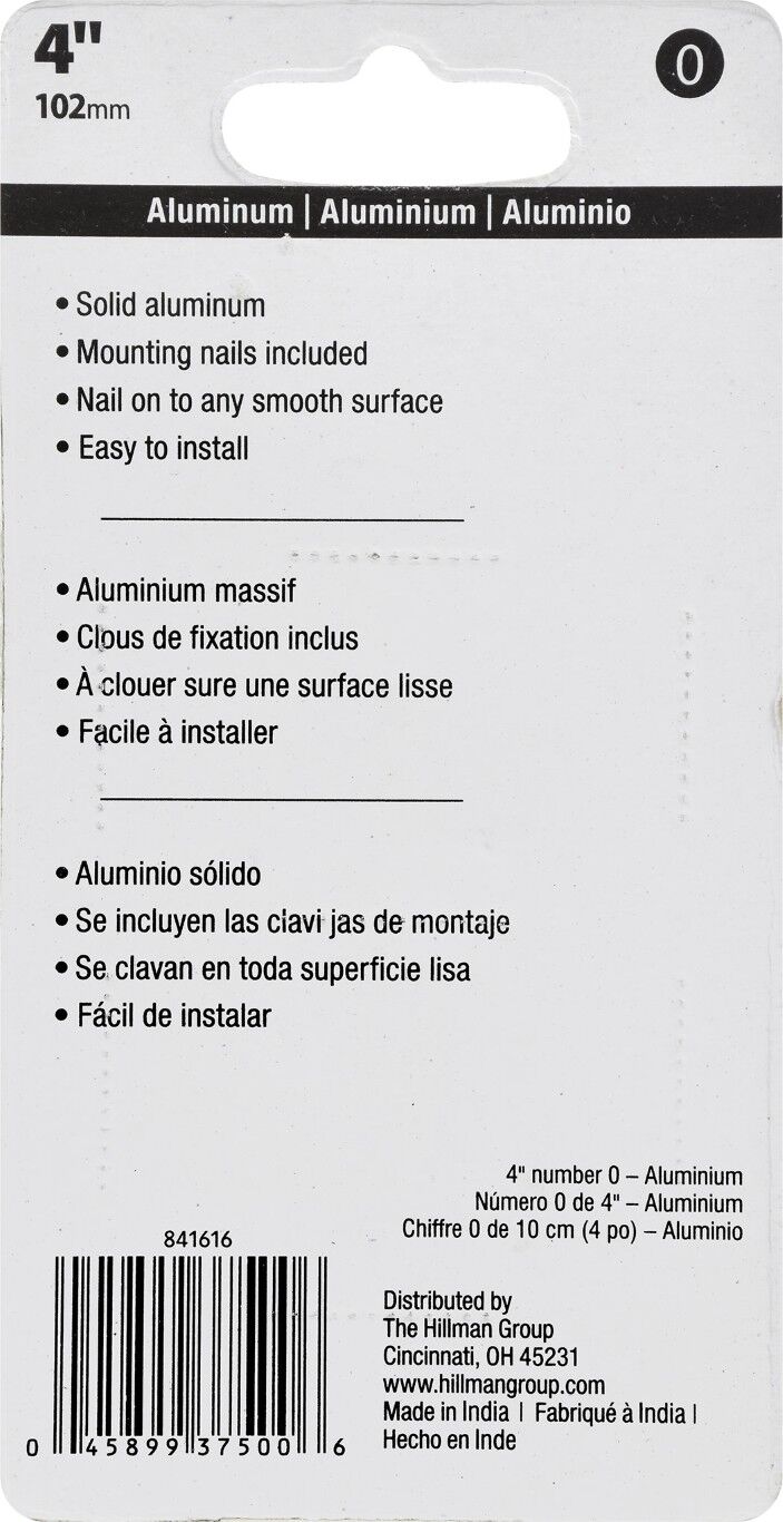 Hillman Aluminum Nail-On House Number "0", 4-In