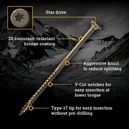 Big Timber BTX Bronze Exterior Multi-Purpose Flat Head Wood Screws, 10 x 3 1/2-In, 1-Lb