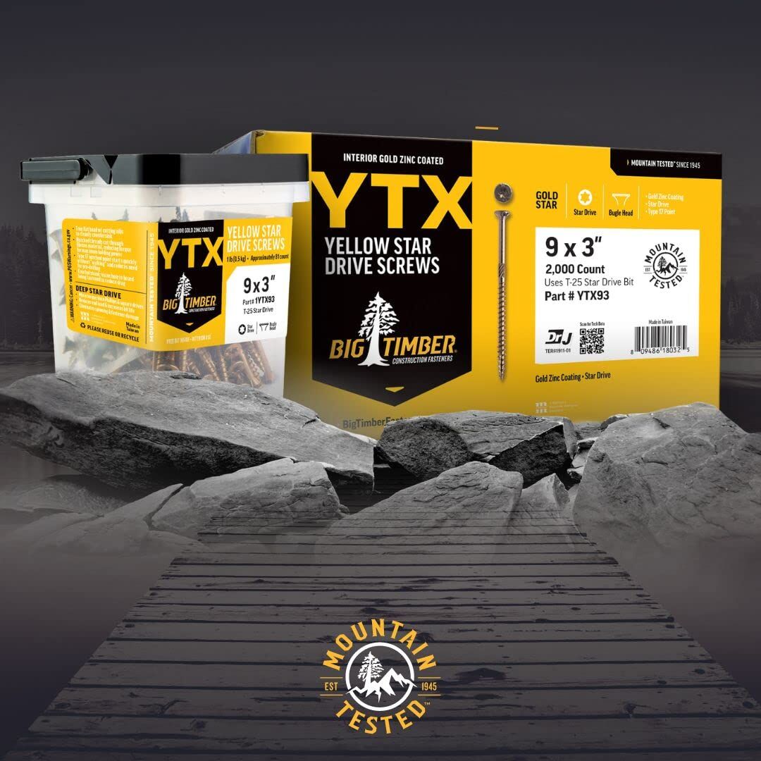 Big Timber YTX Yellow Zinc Interior Multi-Purpose Wood Screw, 9 x 3-In, 5-Lb