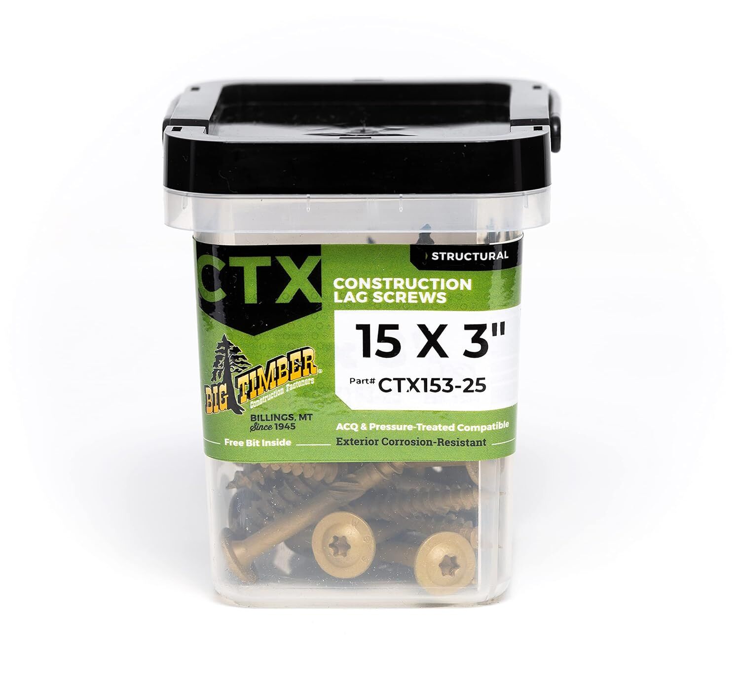 Big Timber CTX Bronze Construction Lag Screw, 15 x 3-In, 25-Pk