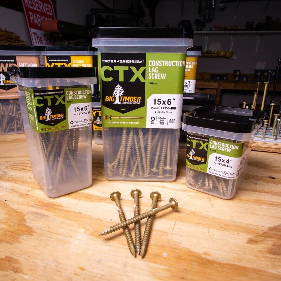 Big Timber CTX Construction Lag Screws, T-30, #15 x 4-In, 25-Pk