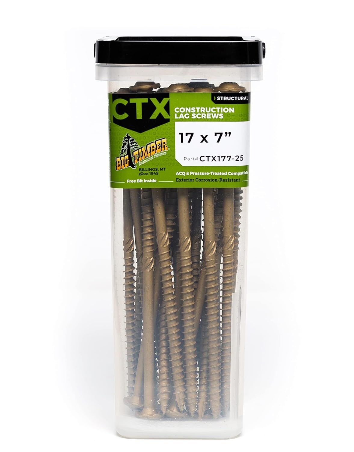 Big Timber CTX Bronze Construction Lag Screw, 17 x 7-In, 25-Pk