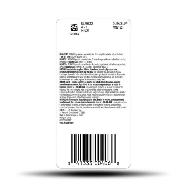 Duracell MN21/23 Alkaline Battery, 2-Pk