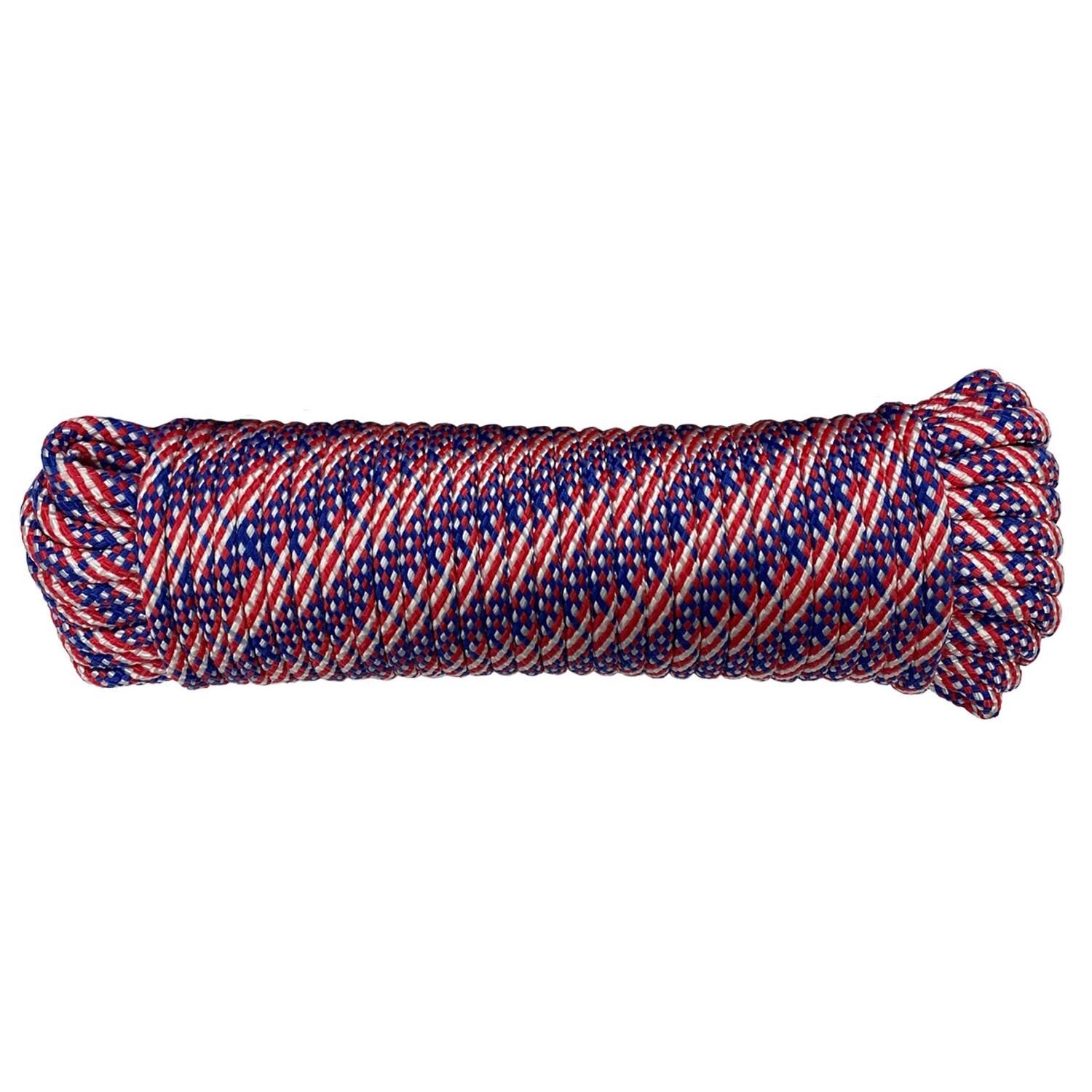 Koch Industries Red/White/Blue Diamond Braid Polypropylene Rope, 1/4-In X 100-Ft