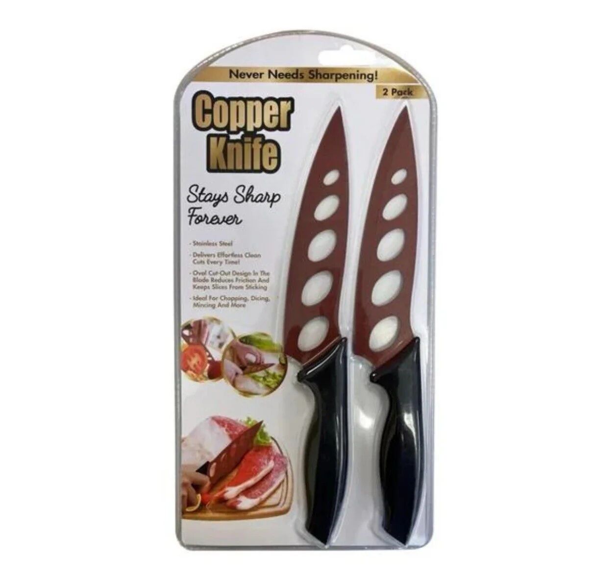 Tekno Stainless Steel Sharp Forever Copper Knife, 2-Pk