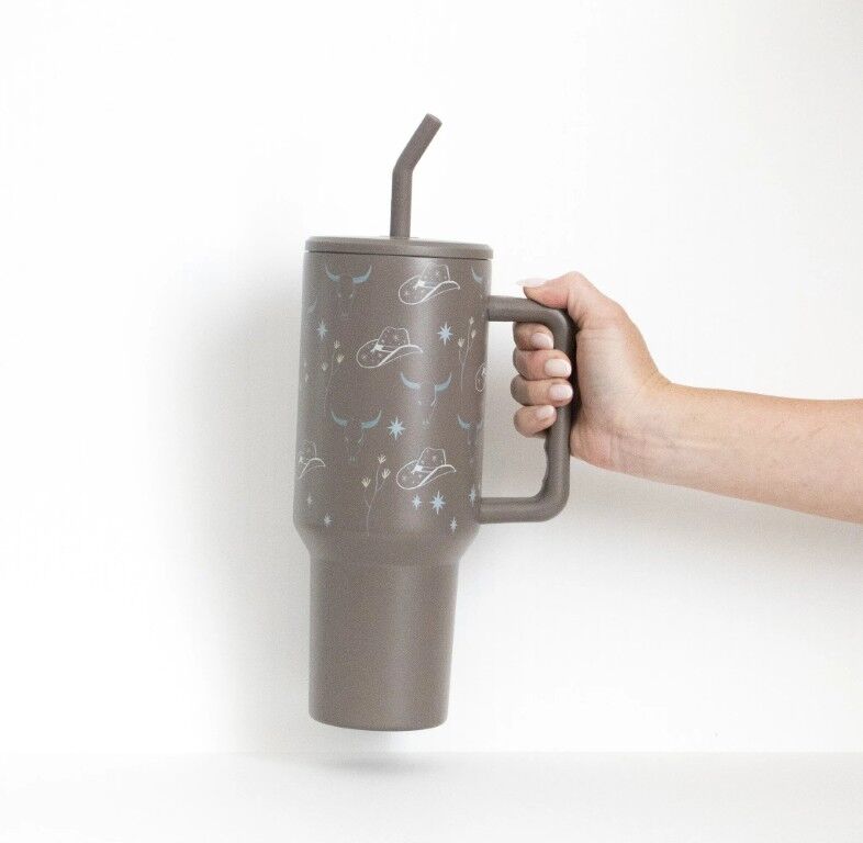 The Care Collective Western Print Leak Proof Tumbler In Espresso, 40-Oz